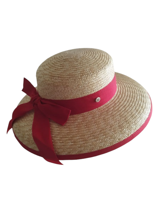 Chapeau bohème 100% Paille cousue Ref 2E56. Import Italie. A l'intérieur cordelette de réglage de la taille.