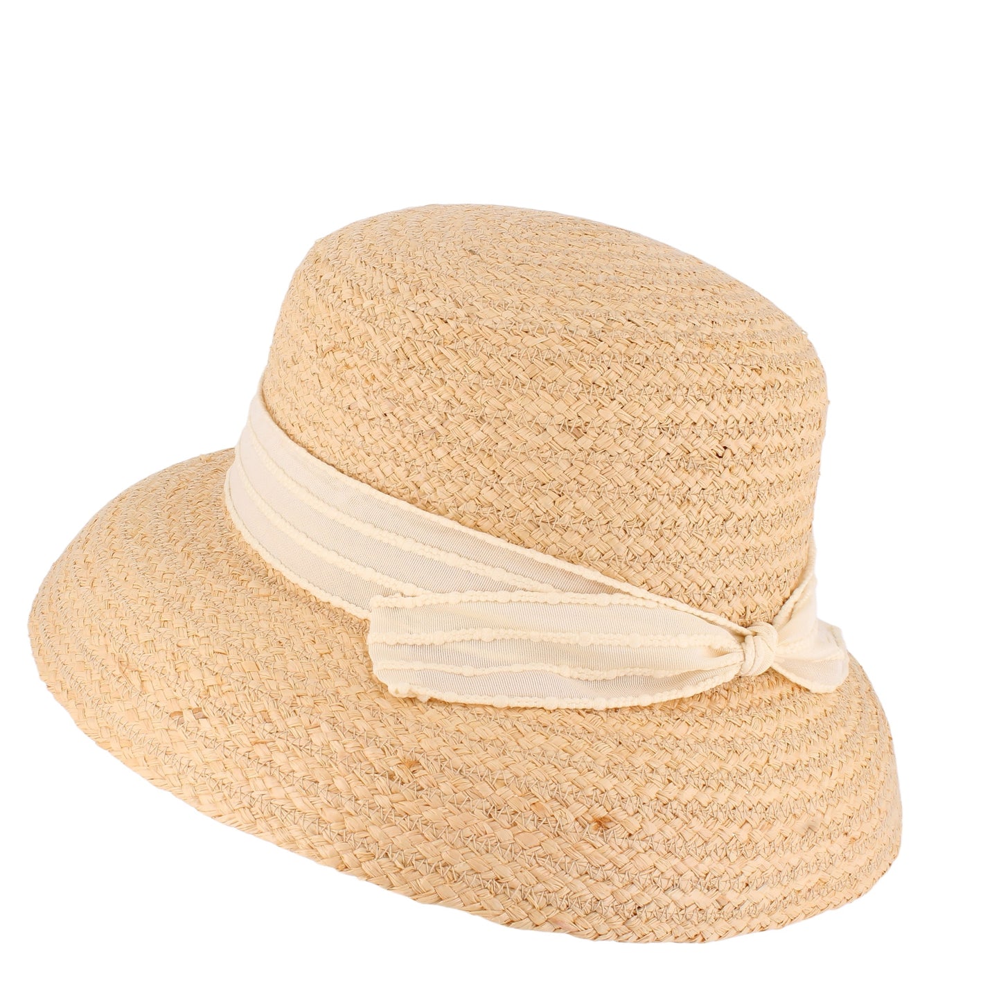 Chapeaux Cloche Raphia Cousu 90% et 10% Polyester Ref : 1397 Taille unique système de réglage à l'intérieur du chapeau.