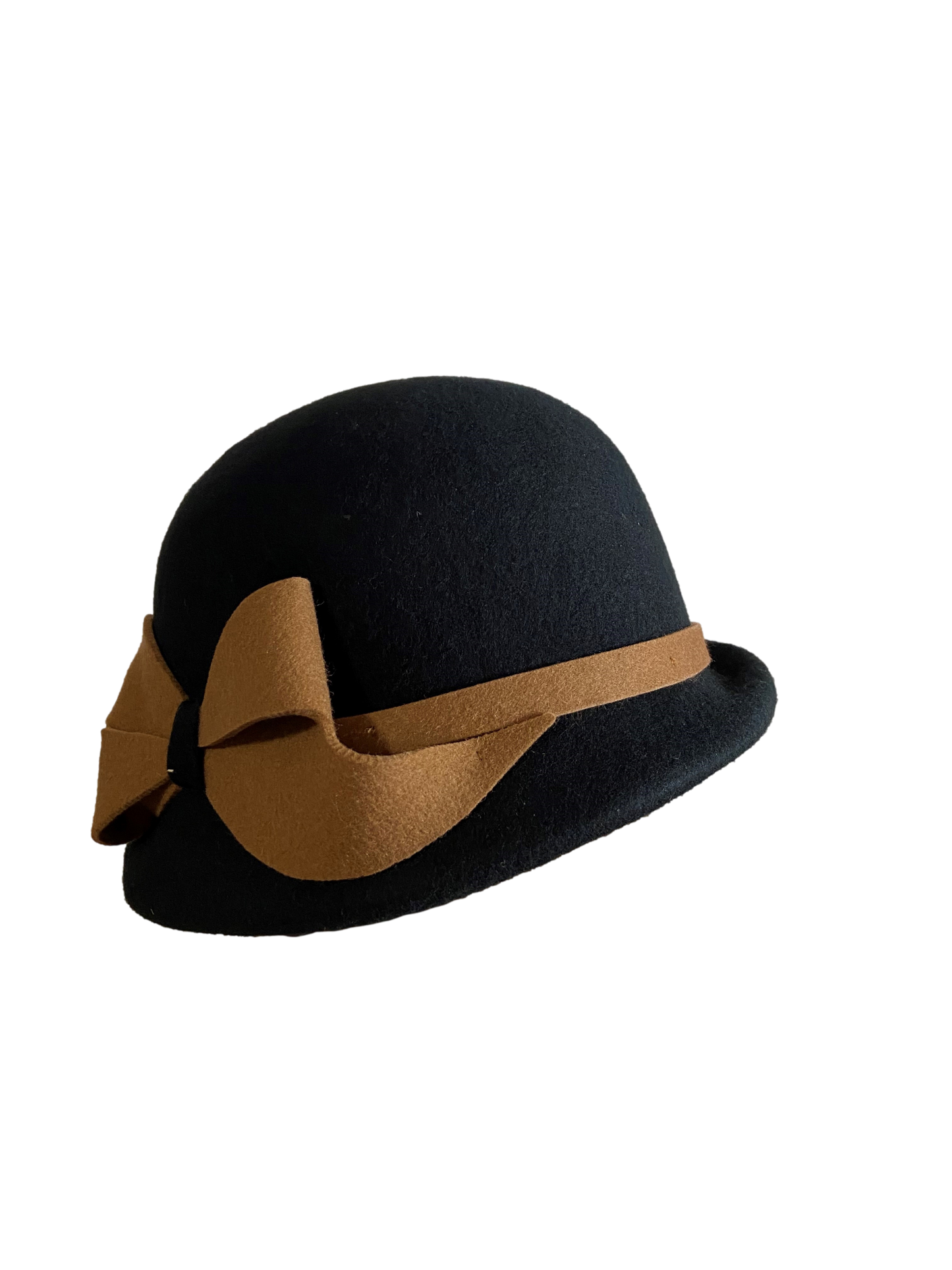 Chapeau cloche vintage noeud ruban noir