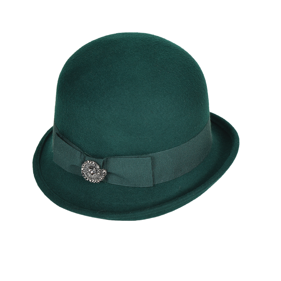 Chapeau cloche vintage strass vert sapin