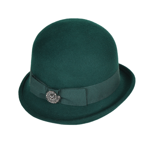 Chapeau cloche vintage strass vert sapin