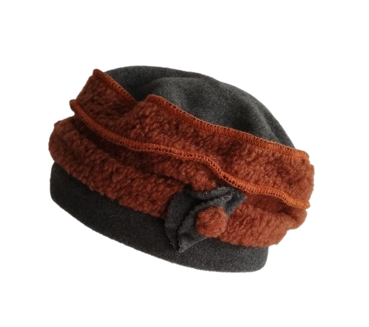Bonnet toque femme hiver kaki rouille