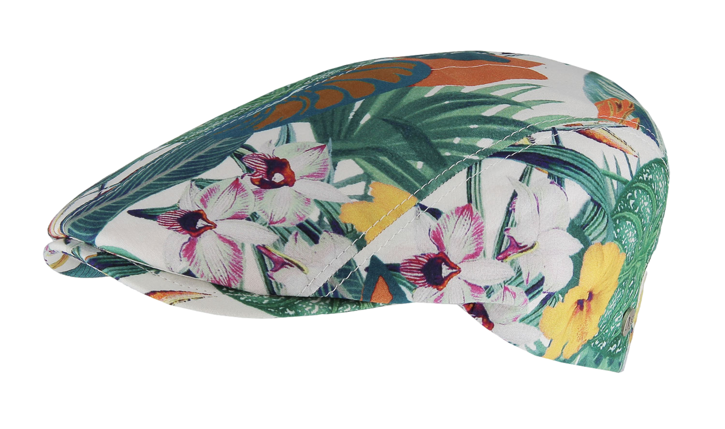 Casquette plate fantaisie fleur blanc