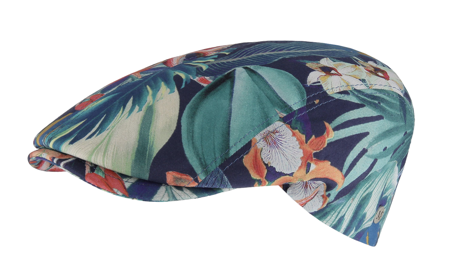 Casquette plate fantaisie fleur bleu