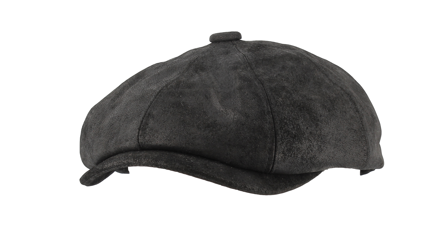 Casquette Cuir Vieilli noir