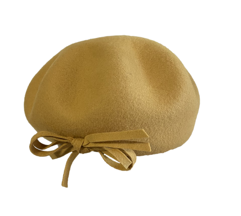 beret laine fantaisie moutarde