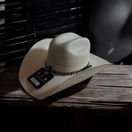 Nouveau chapeau de cowboy en paille - Style Silas. Fabrication Mexique, pays d'expédition : États-Unis .