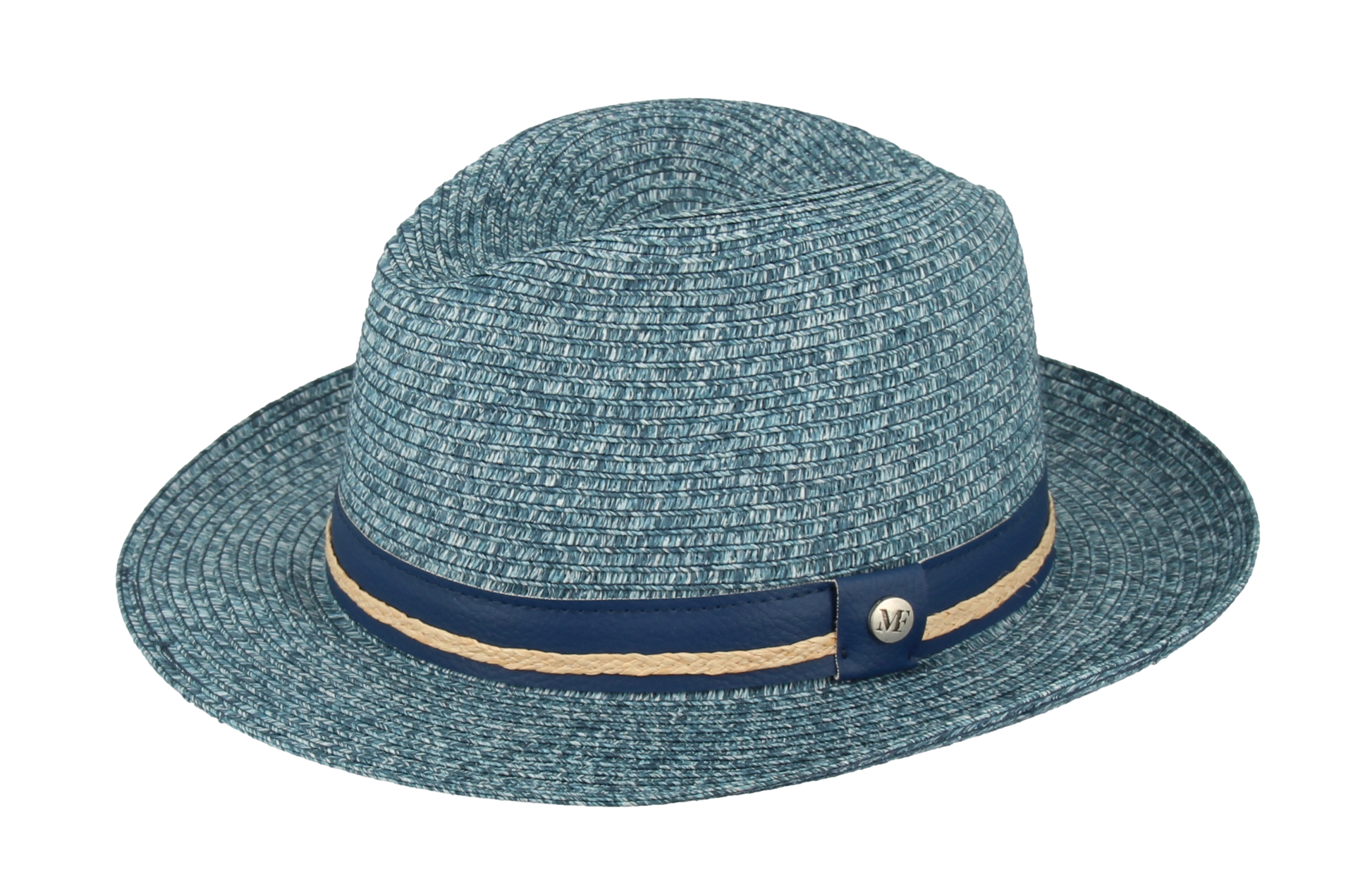 Chapeau paille ete homme bleu