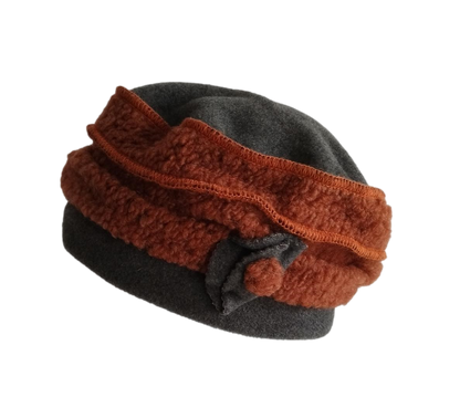 Bonnet toque femme hiver kaki rouille