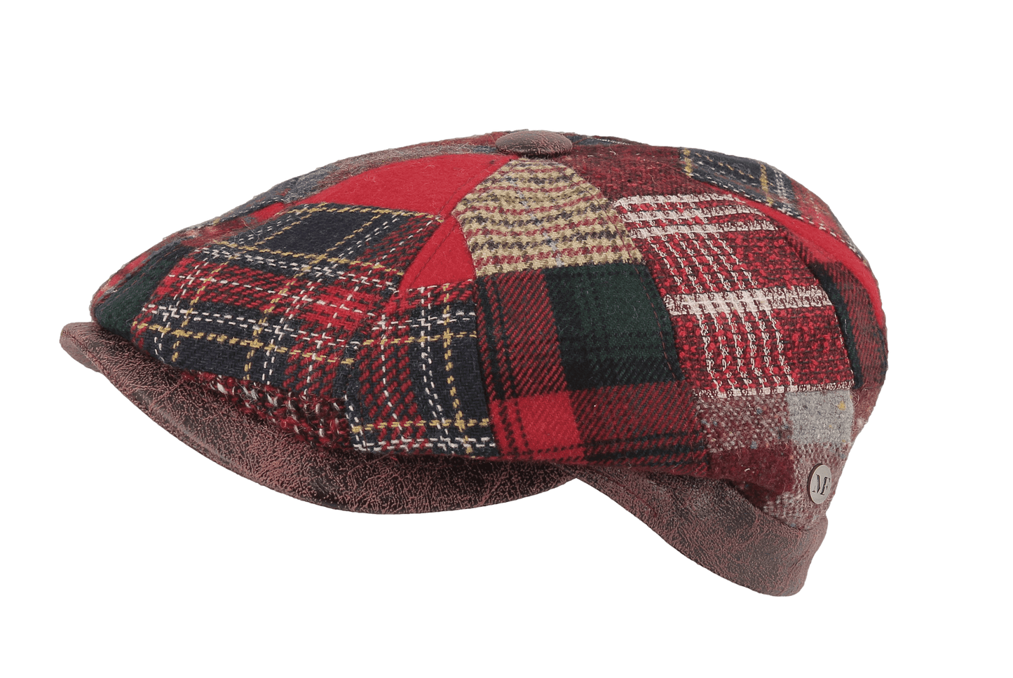 Casquette plate patchwork rouge